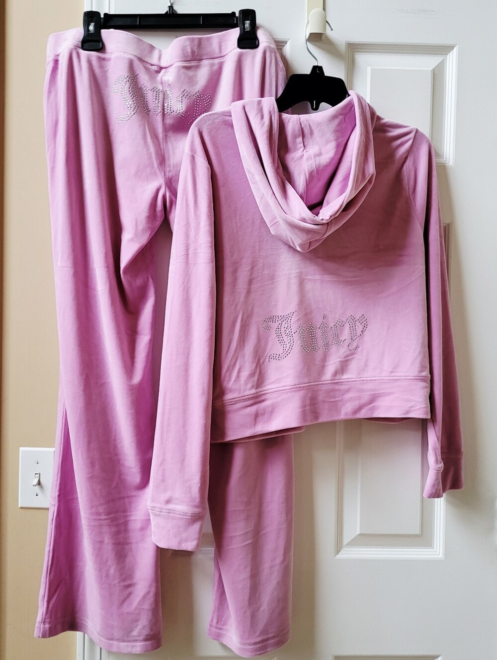 NWT Juicy Couture Velour Tracksuit 2 pc Set Pink Size XL Hoodie & Pants
